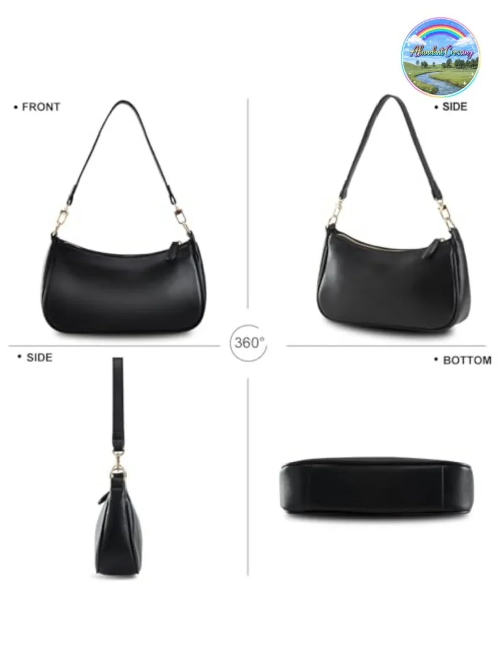 Vegan Leather Crescent Hobo Crossbody Purse Shoulder Bag